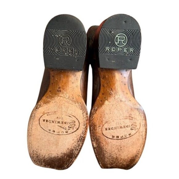 Roper "sidewinder" Cowboy Boots 8250 Turquoise and Brown Leather - Handmade in M - Picture 4 of 7